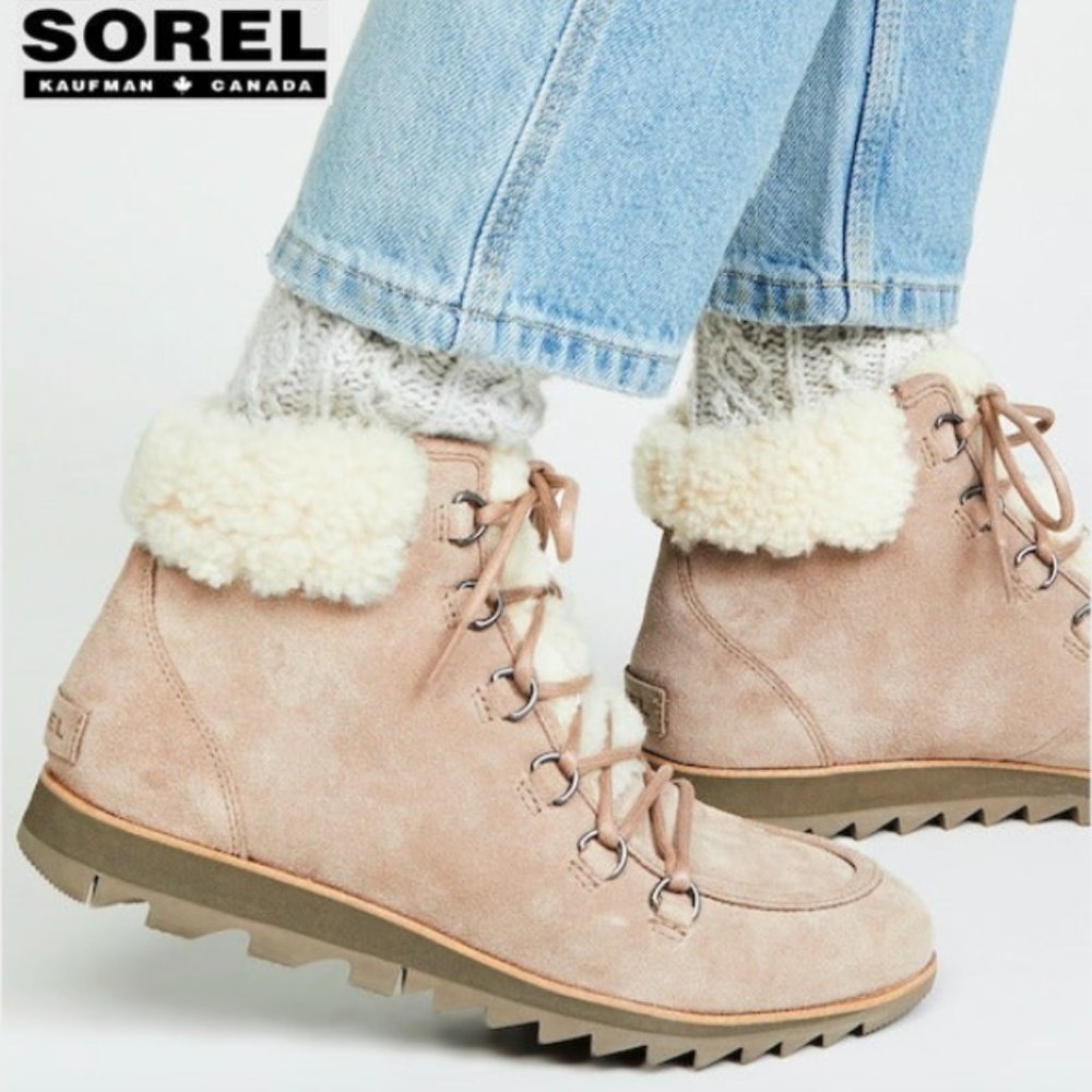 🔥LAST SOREL Suede Sherpa-Trimmed Boots 8.5 - Picture 1 of 7
